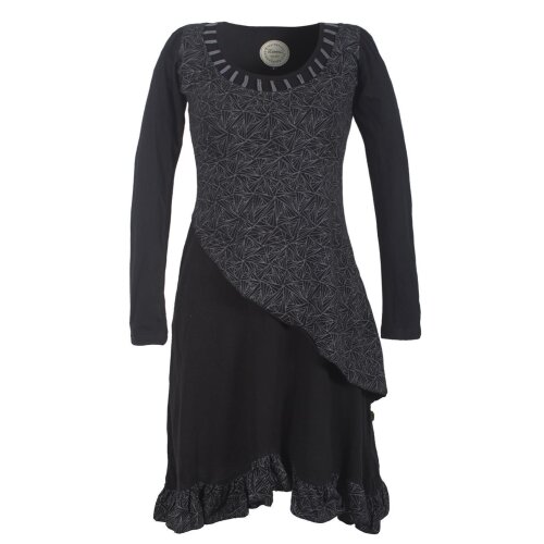Vishes Langes Asymmetrisches Damen Lagenkleid aus Baumwolle schwarz 36