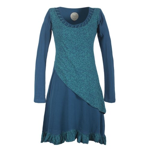 Vishes Langes Asymmetrisches Damen Lagenkleid aus Baumwolle türkis 44