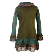 Vishes Damen Langarm Mandala Rüschenkleid mit...