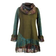 Vishes Damen Langarm Mandala Rüschenkleid mit...