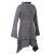 Vishes Damen Elfenmantel aus Baumwolle mit Blumendruck und Zipfelkapuze grau 46