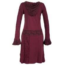 Vishes Bedrucktes Kapuzenkleid aus Baumwolle dunkelrot 40-42