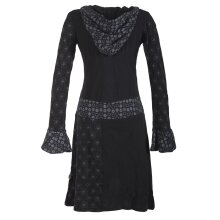 Vishes Bedrucktes Kapuzenkleid aus Baumwolle schwarz 40-42