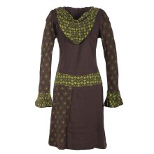 Vishes Bedrucktes Kapuzenkleid aus Baumwolle braun 44-46