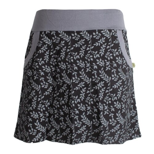 Vishes kurzer Damen Baumwoll-Rock - mit Blättern in Floralem Muster bedruckt schwarz 40
