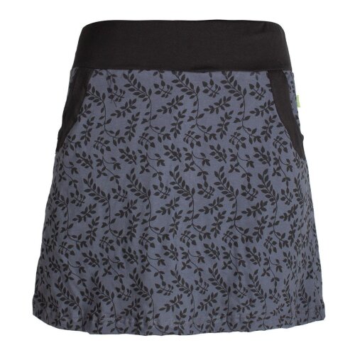 Vishes kurzer Damen Baumwoll-Rock - mit Blättern in Floralem Muster bedruckt grau 46