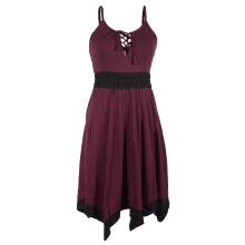 Vishes Zweifarbiges Patchwork Trägerkleid aus...