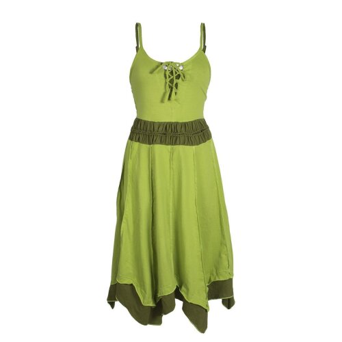 Vishes Zweifarbiges Patchwork Trägerkleid aus Bio-Baumwolle mit Zipfeln hellgrün 42