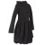 Vishes Warmes Ballonkleid aus recyceltem Fleece mit Kapuze schwarz 44