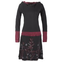 Vishes - Bedrucktes Langarm Damen Blumen Kleid mit Kapuze...