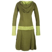 Vishes - Bedrucktes Langarm Damen Blumen Kleid mit Kapuze...