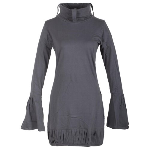 Vishes Langarm Damen Tunika Biobaumwolle grau 38