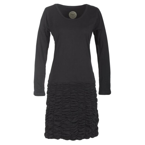 Vishes Langarm Damen Eco Kleid Gerafft Einfarbig zertifizierte Biobaumwolle schwarz 44