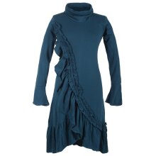 Vishes Asymmetrisches Volant Langarmkleid aus...