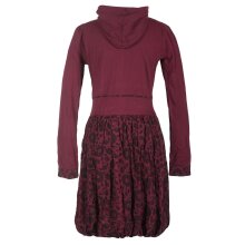 Vishes Langarm Blumen Ballonkleid aus Baumwolle dunkelrot 34