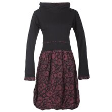 Vishes Langarm Blumen Ballonkleid aus Baumwolle schwarz 38