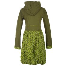 Vishes Langarm Blumen Ballonkleid aus Baumwolle olive 36