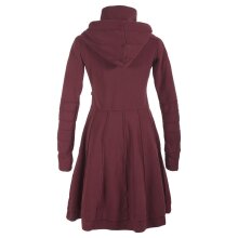 Vishes Langer Damen Fleecemantel mit Kapuze und Stehkragen