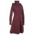 Vishes Langer Damen Fleecemantel mit Kapuze und Stehkragen dunkelrot 34-36