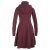 Vishes Langer Damen Fleecemantel mit Kapuze und Stehkragen dunkelrot 40