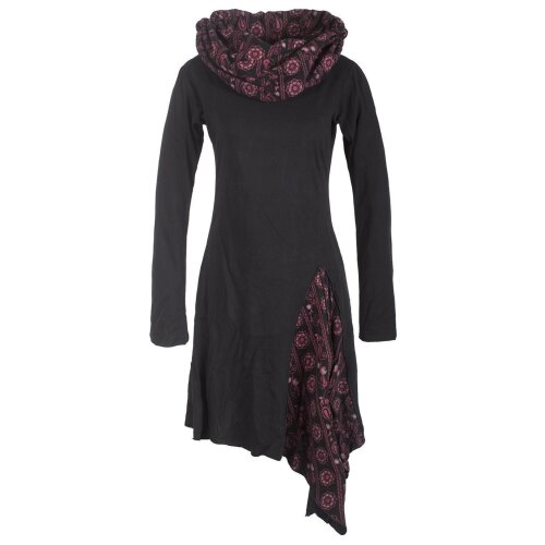 Vishes - Asymmetrisches Langarm Zipfelkleid aus Baumwolle mit Schalkragen schwarz 40