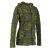 Vishes Kurze Leichte Damen Patchworkjacke aus Baumwolle mit Zipfelkapuze und Cutwork olive 42