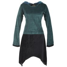 Vishes zweifarbiges Damen Langarm Zipfelkleid aus Samt...