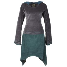 Vishes zweifarbiges Damen Langarm Zipfelkleid aus Samt...