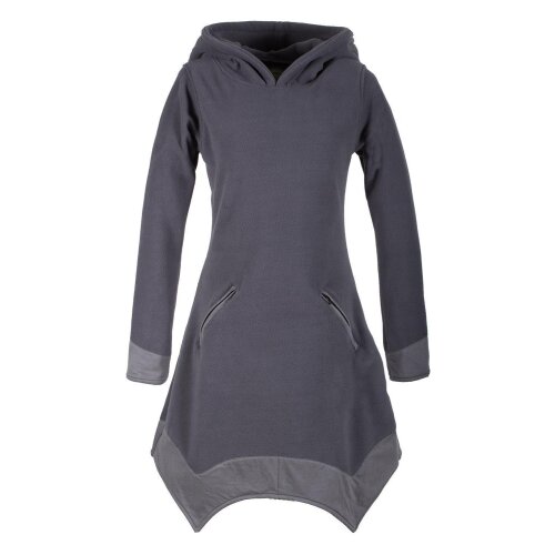 Vishes - Weiches Warmes Hoodie Zipfelkleid mit Zipfelkapuze aus kuscheligem Fleece - mit Taschen grau 38-40