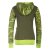 Vishes Gestreifte Damen Patchworkjacke Kapuzenjacke Hoodie Baumwolle mit Cutwork olive 48