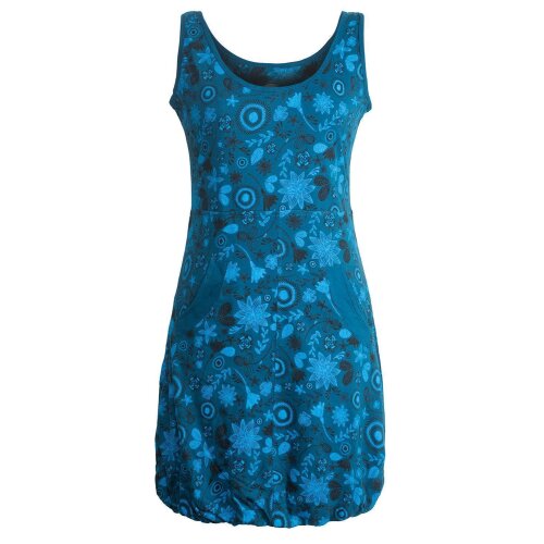 Vishes Ärmelloses mit Blumen Bedrucktes Ballonkleid mit Taschen türkis 36