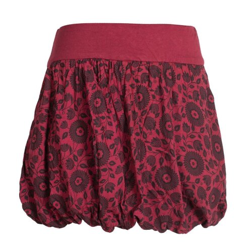 Vishes Damen Ballon-Rock mit Blumen und Taschen dunkelrot 38