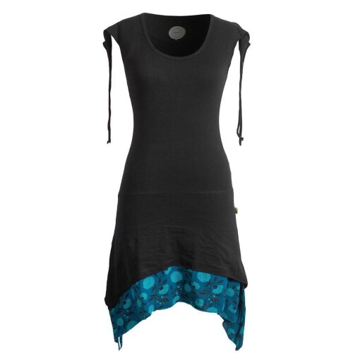 Vishes Ärmelloses Lagenlook Elfen Zipfelkleid aus Baumwolle schwarz 44