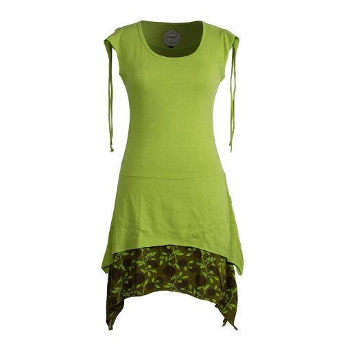 Vishes Ärmelloses Lagenlook Elfen Zipfelkleid aus Baumwolle hellgrün 44