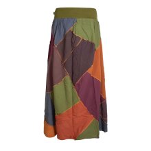 Vishes Langer Weiter Damen Patchwork-Rock - Handgewebte...