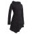 Vishes Asymmetrisches Langarm Winter-Kleid Kapuzen-Kleid Hoodie aus Recycling Fleece schwarz 48