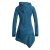 Vishes Asymmetrisches Langarm Winter-Kleid Kapuzen-Kleid Hoodie aus Recycling Fleece türkis 36-38