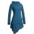 Vishes Asymmetrisches Langarm Winter-Kleid Kapuzen-Kleid Hoodie aus Recycling Fleece türkis 42