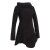 Vishes Asymmetrisches Patchwork Langarm Damen Winterkleid aus Recycling-Fleece schwarz 36