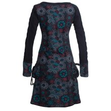 Vishes - Bedrucktes Langarm Damen Blumenkleid Baumwolle...