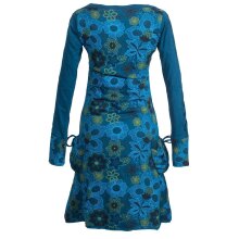 Vishes - Bedrucktes Langarm Damen Blumenkleid Baumwolle...