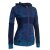 Vishes Damen Hoodie Kapuzenjacke Baumwolle Gestreift Mandala Cutwork Patchwork dunkelblau 48
