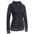 Vishes Damen Hoodie Kapuzenjacke Baumwolle Gestreift Mandala Cutwork Patchwork schwarz 46