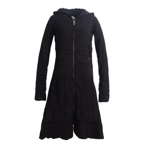 Vishes - Langer Warmer Weicher Damen Wintermantel Fleecemantel Kapuzenmantel Schwarz ohne Kragen 52