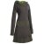 Vishes Langärmliges Patchwork Hoodie Eco Damen Fleecekleid mit Daumenlöchern olive 44-46