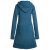 Vishes Langärmliges Patchwork Hoodie Eco Damen Fleecekleid mit Daumenlöchern türkis 50