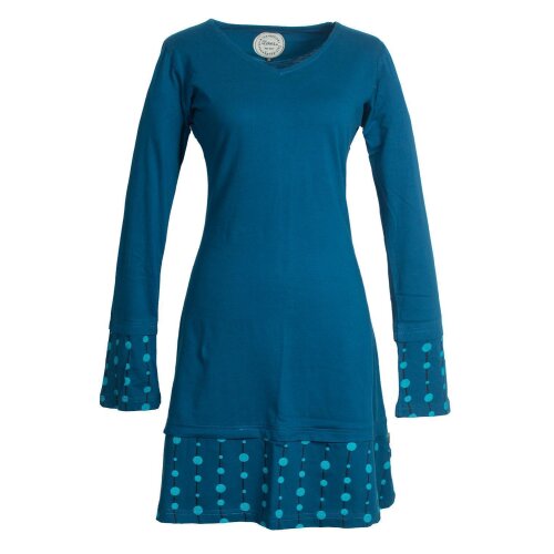 Vishes Langarm Damen Freizeit Jerseykleid Strickkleid Sweatshirtkleid Baumwolle türkis 38
