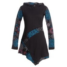 Vishes Asymmetrisches Langarm Damen Baumwoll Blumen-Kleid...