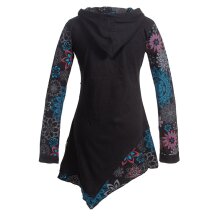 Vishes Asymmetrisches Langarm Damen Baumwoll Blumen-Kleid...