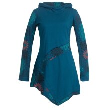 Vishes Asymmetrisches Langarm Damen Baumwoll Blumen-Kleid...